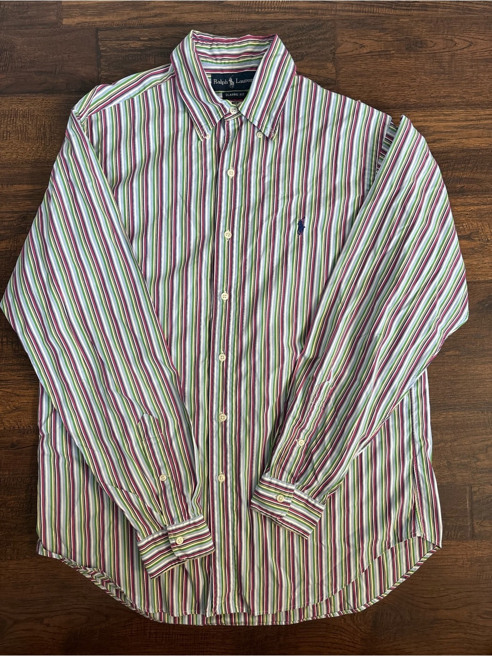 Men’s Polo Ralph Lauren Classic Fit Multi-Color Striped Button-Down Shirt Large